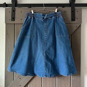 A-line High Waist Denim Skirt - EUC